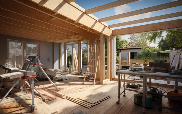 Construction d'une extension ou véranda en bois