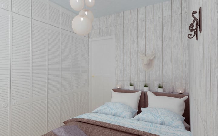 Petite chambre confortable style scandinave